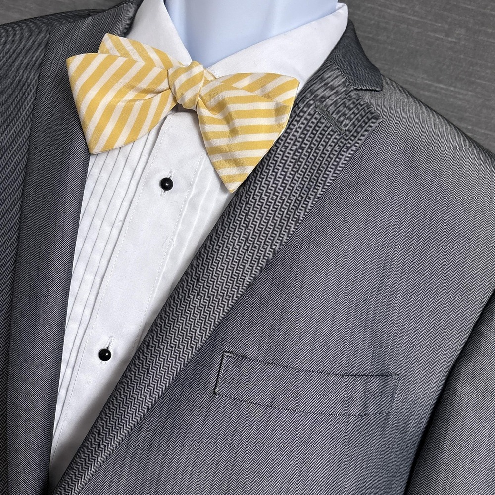 Bar III Jacket 40L Slim Fit‎ Gray Herringbone Blazer Tuxedo Formal Wedding Prom